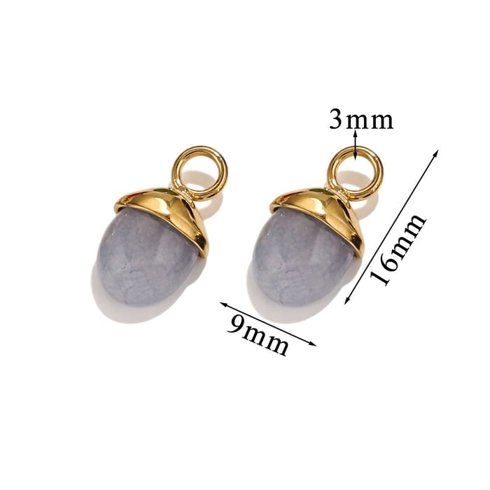 1 Piece Elegant Retro Style Oval Shape Stainless Steel  Gold Color Inlay Natural Stone Women's Pendant 